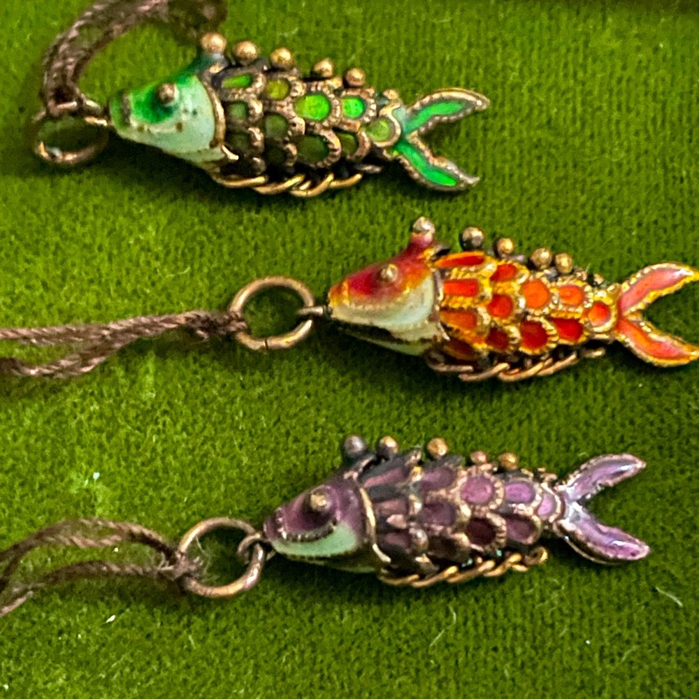 Koi fish set of 3 vintage moving charms for bracelet/necklace, Approx. 1/2 inch